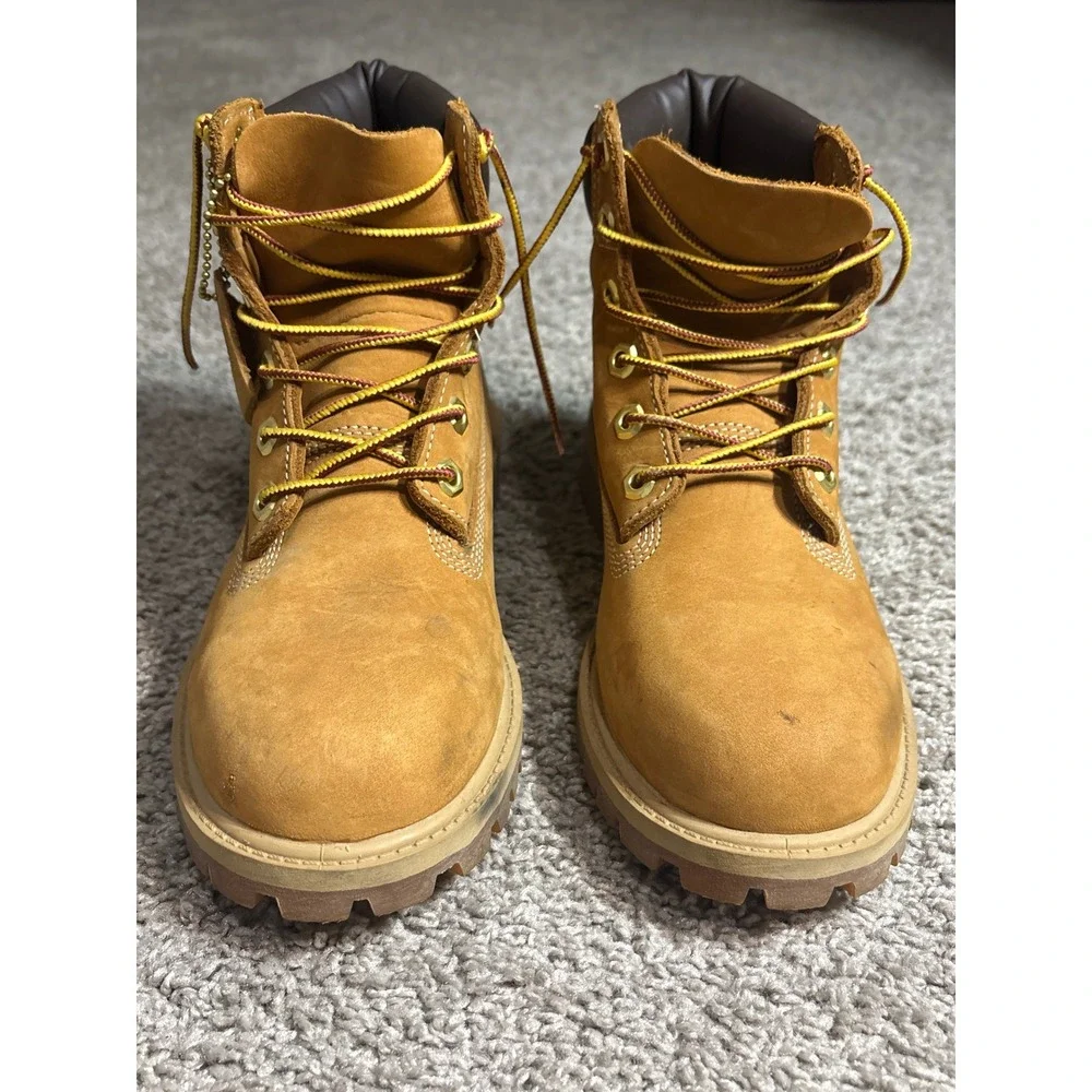 Timberland 12909 6 Inch Premium Waterproof Boots Wheat Nubuck Leather Kids 4.5 M
